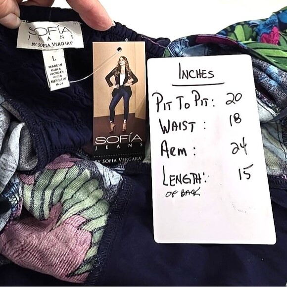 NWT Multicolor Babydoll Floral Top Womens Large Ruched Stretch Boho Dark Floral - Picture 6 of 9